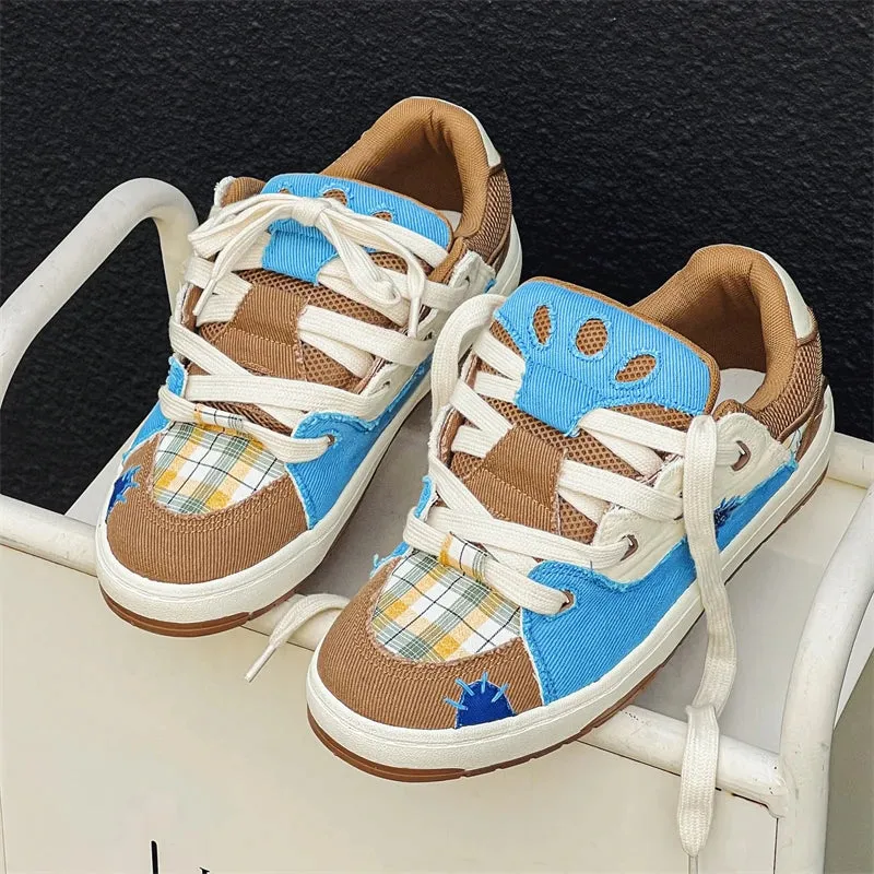 Enni Plaid Canvas Patchwork Unisex Sneakers