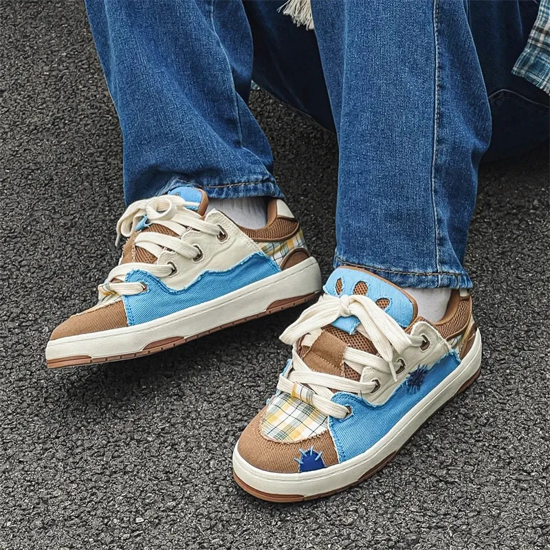 Enni Plaid Canvas Patchwork Unisex Sneakers