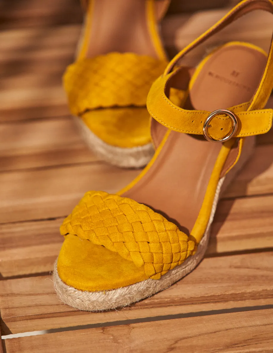 Espadrilles compensées Ambre - Suède jaune