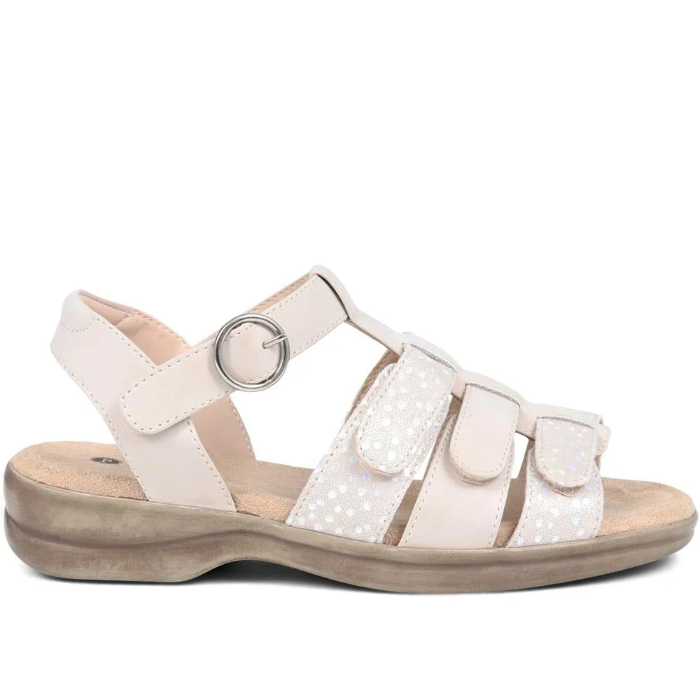 Extra Wide Fit Adjustable Buckle Sandals - BARELLA / 323 998