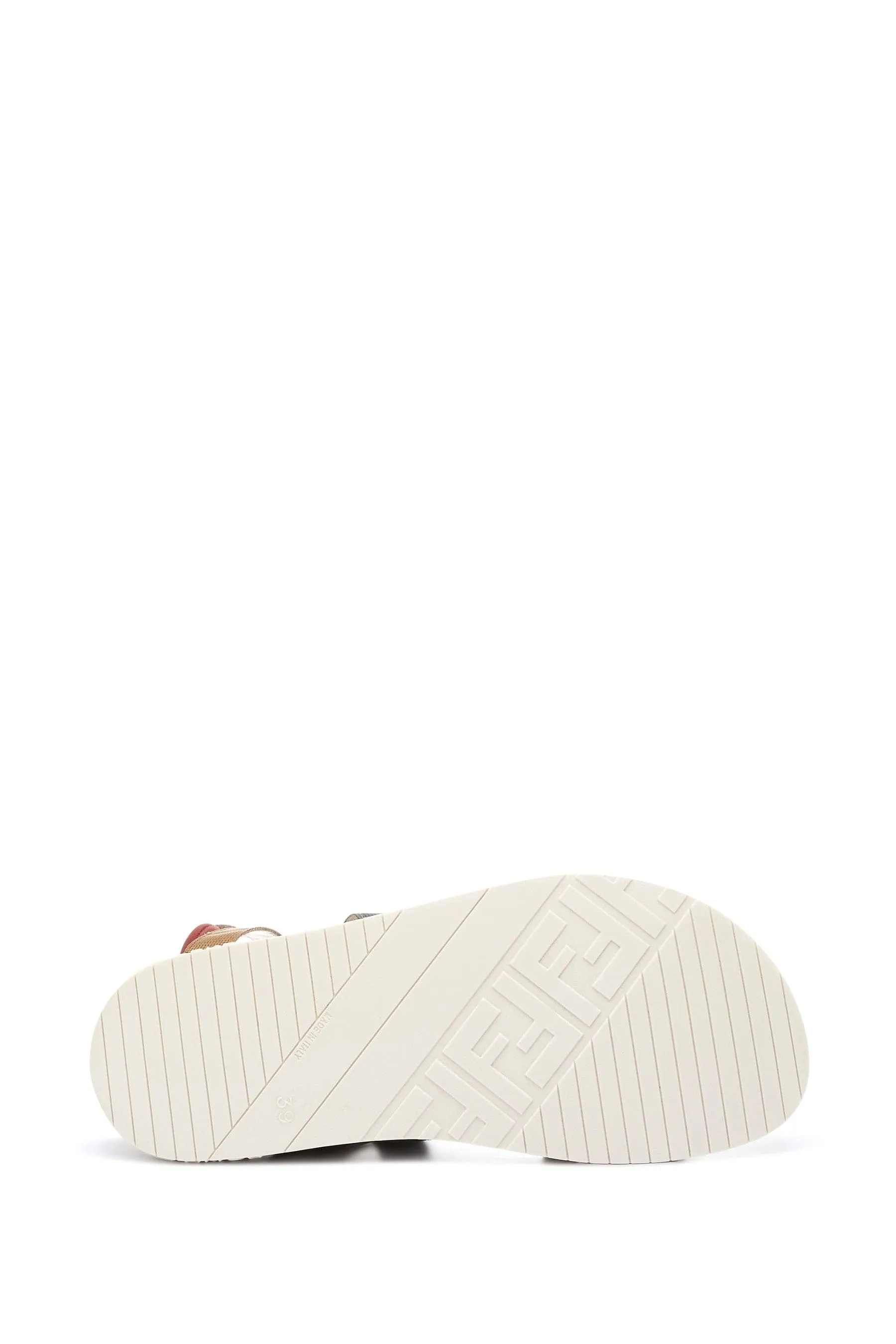 Fendi Kids Leather And Fabric FF Logo Sandals in Beige