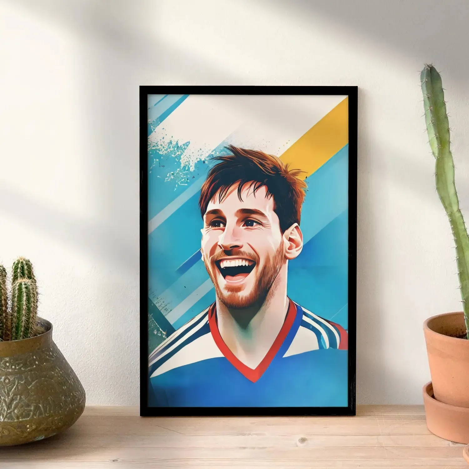 Footballer Lionel Messi Laughingly Artwork Framed