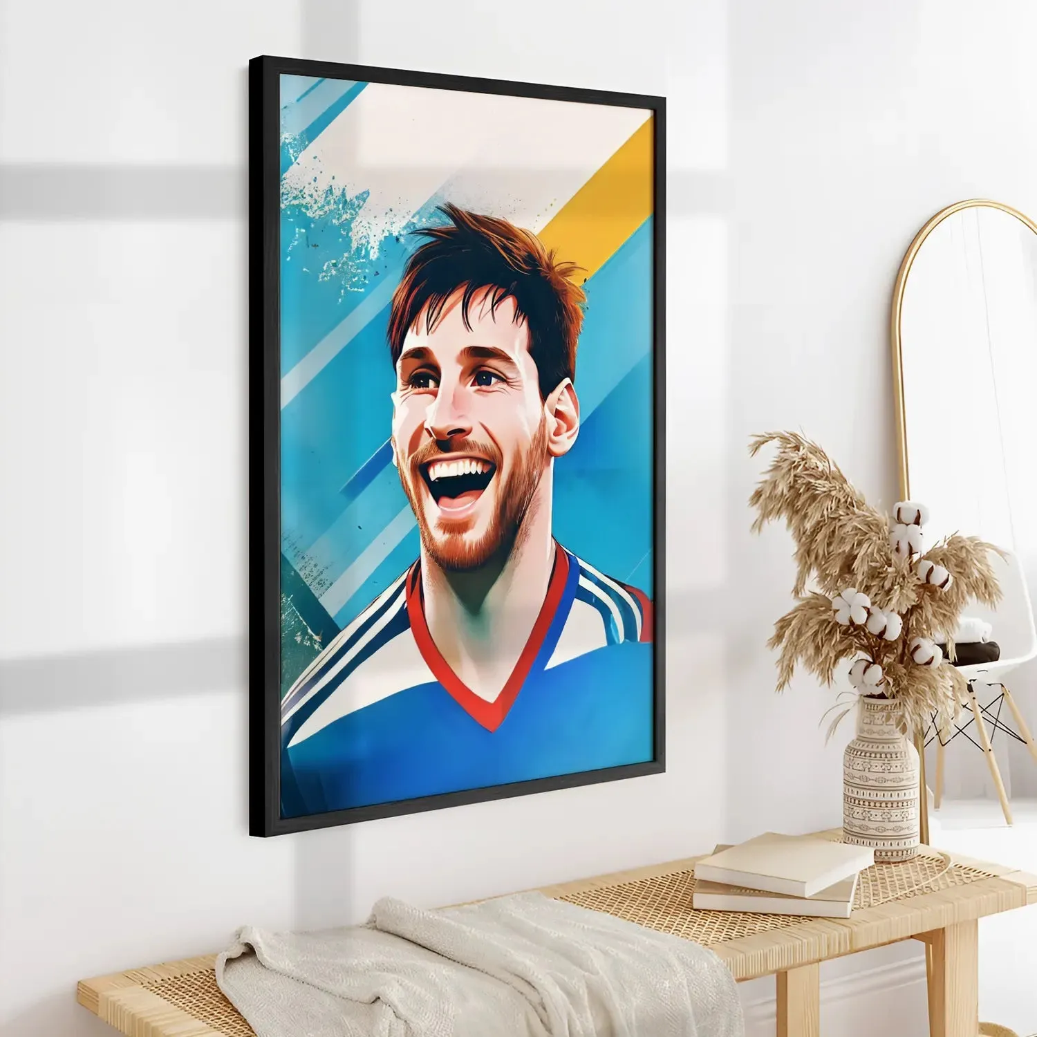 Footballer Lionel Messi Laughingly Artwork Framed