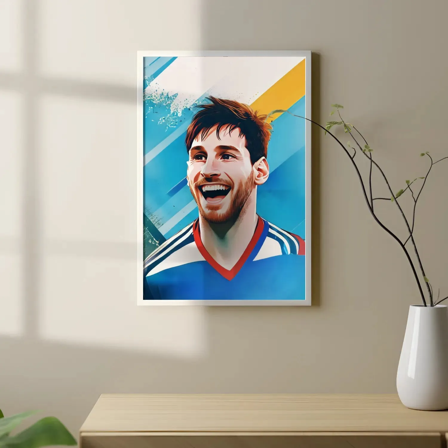 Footballer Lionel Messi Laughingly Artwork Framed