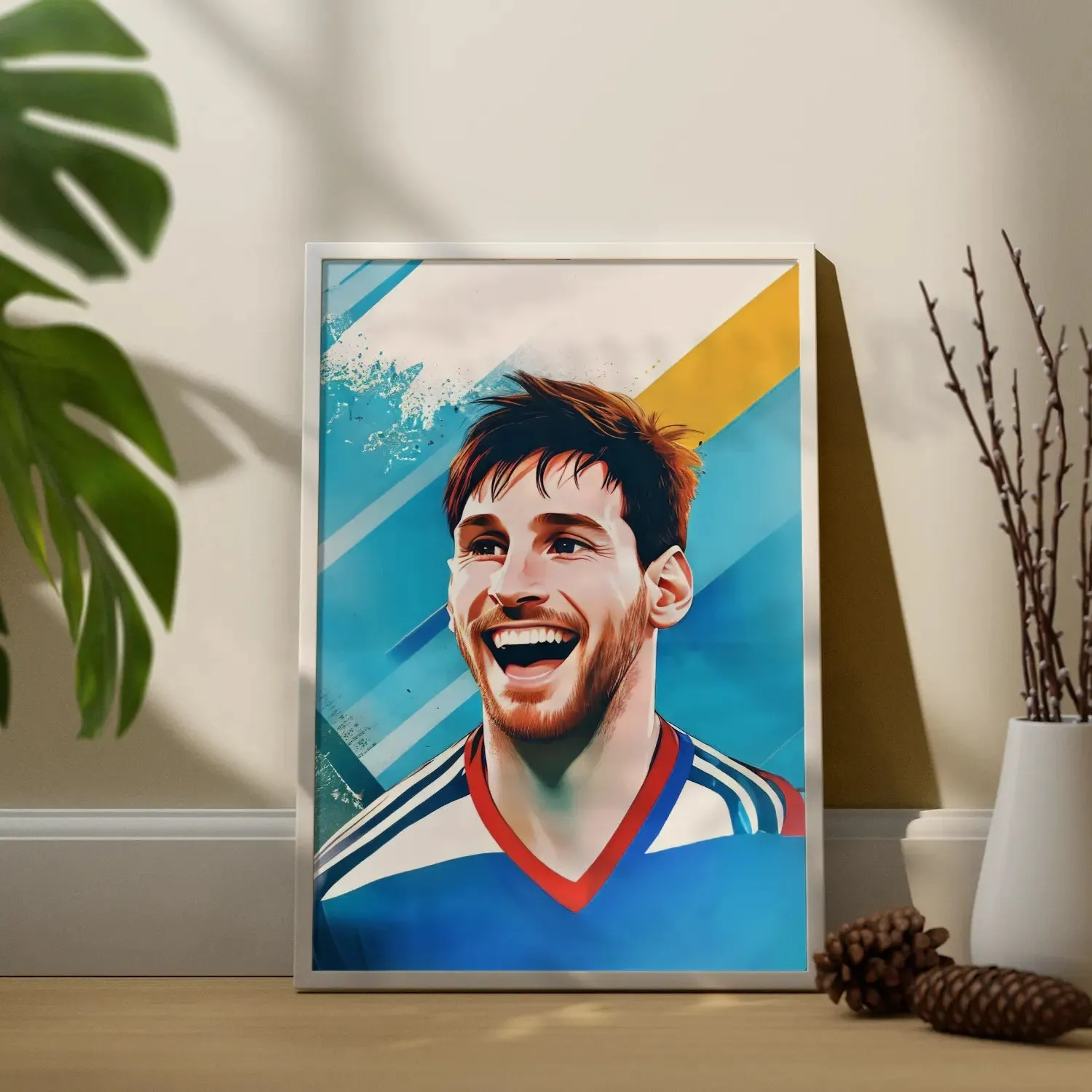 Footballer Lionel Messi Laughingly Artwork Framed