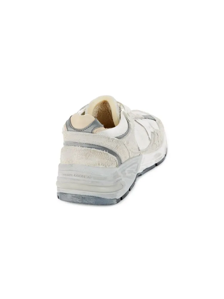 Golden Goose Chunky Leather Distressed Dad Sneakers in White Gray