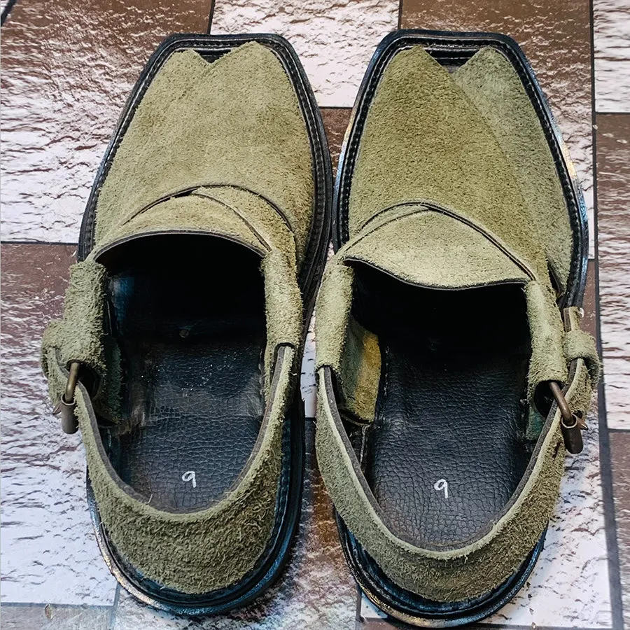 Green Handcrafted Traditional Men's Shoes