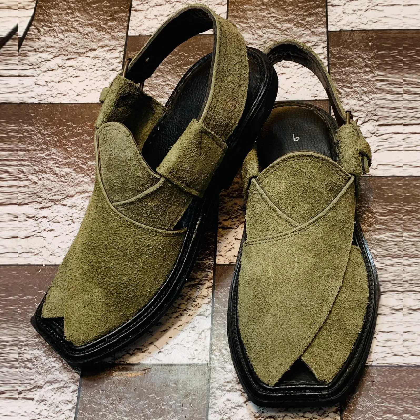 Green Handcrafted Traditional Men's Shoes