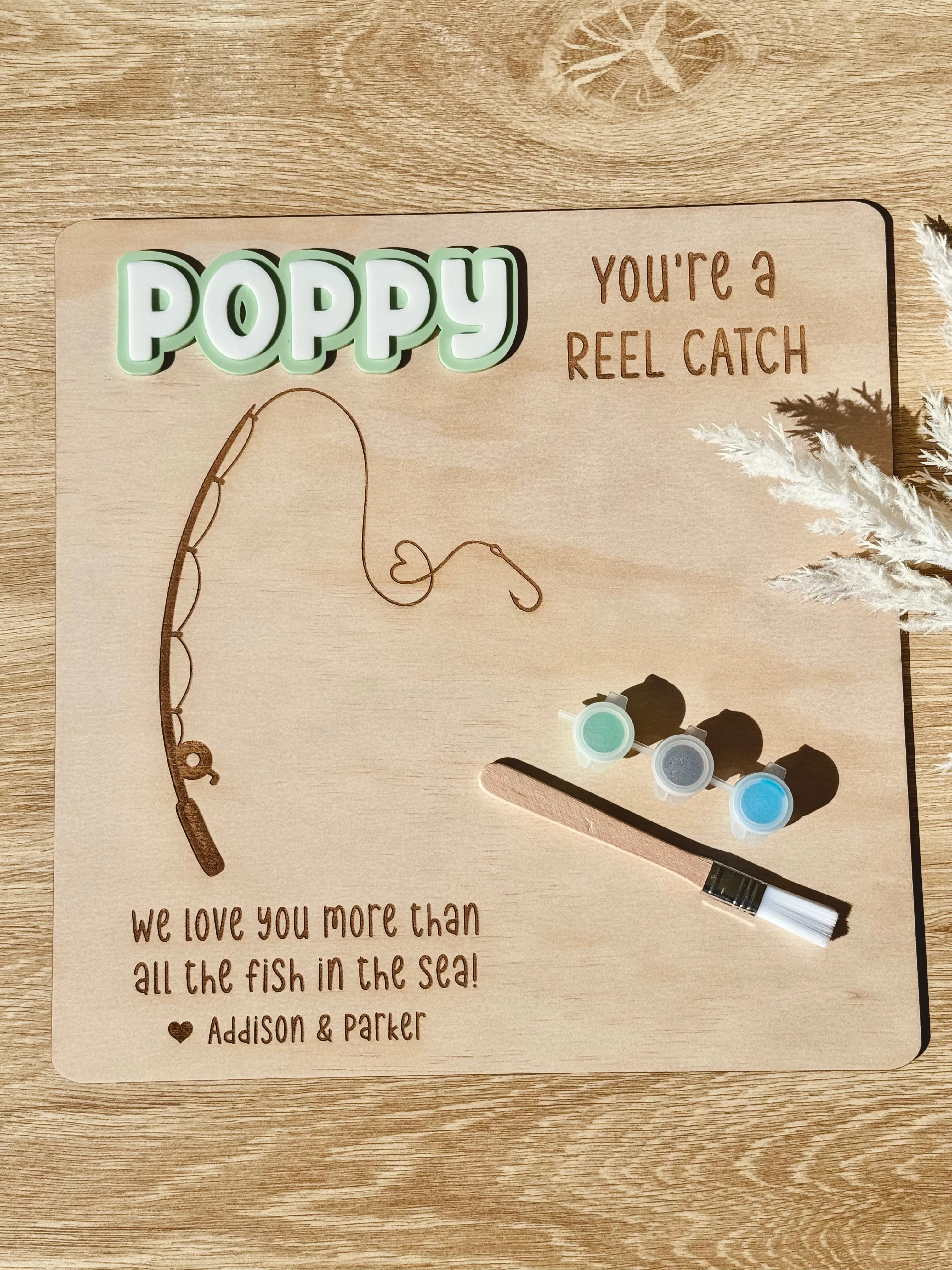 Hand Print Fishing Rod Board - Fathers Day Inspired