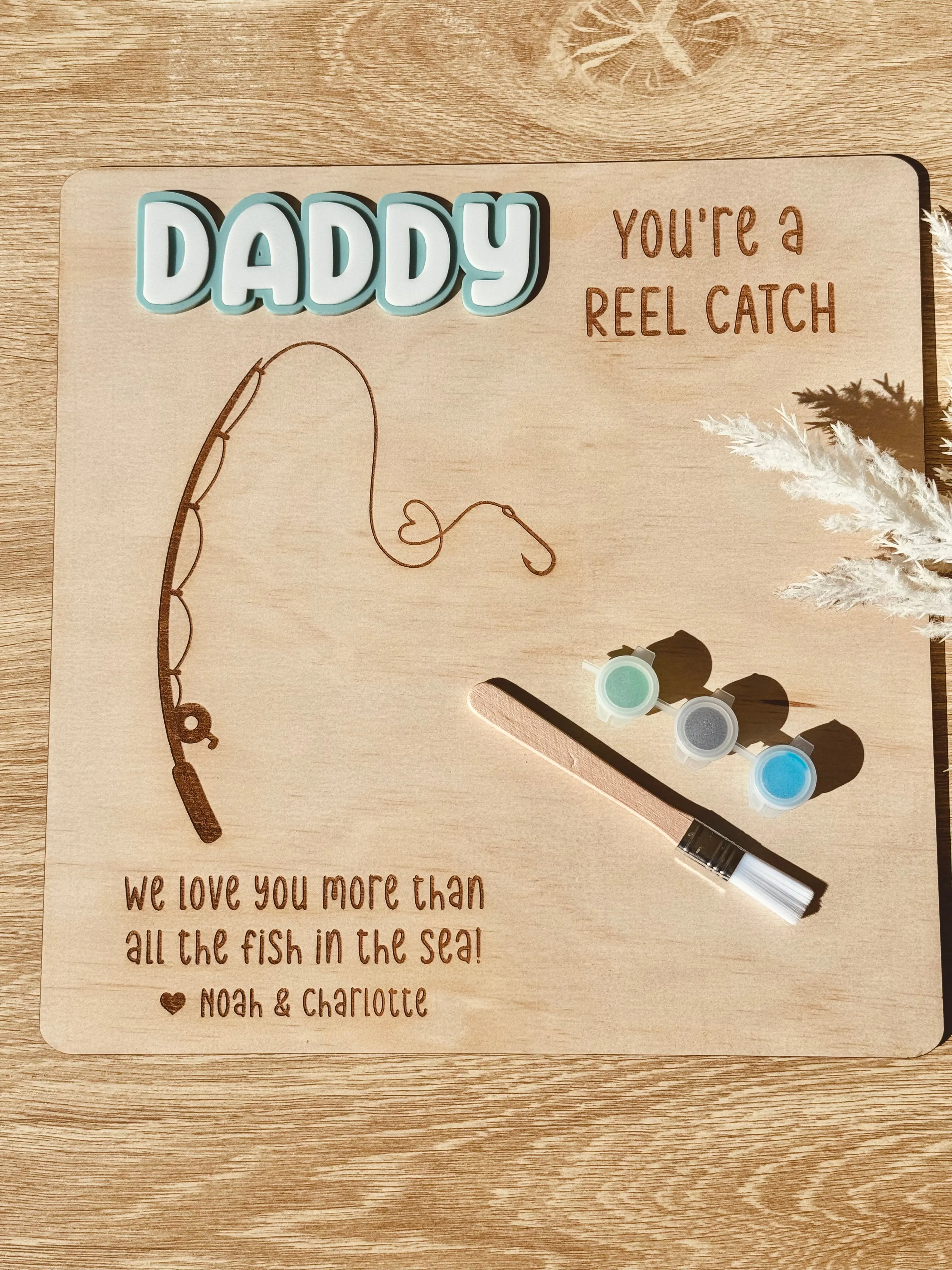 Hand Print Fishing Rod Board - Fathers Day Inspired