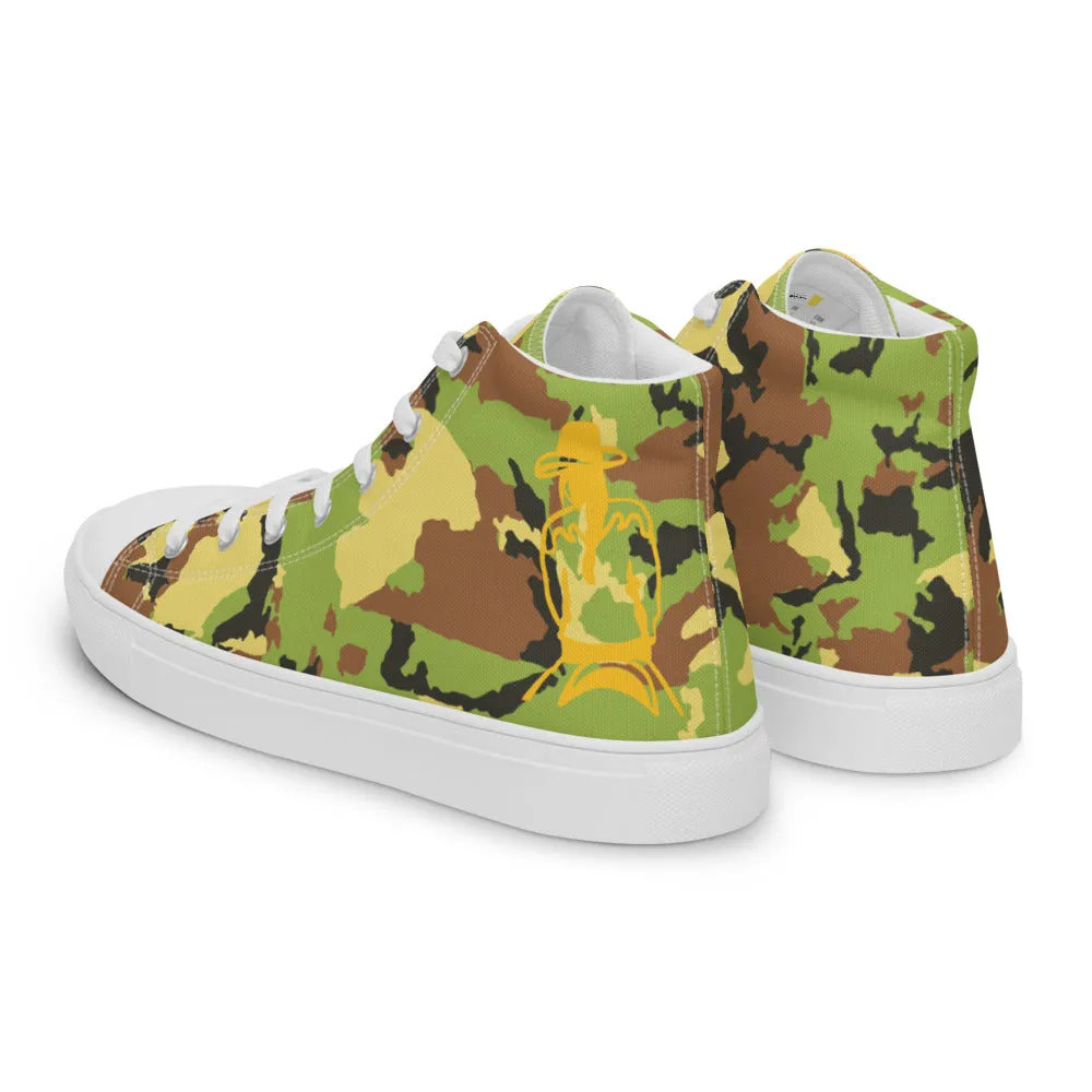 Handmade High Top Canvas Shoes. Horse Rider Gifts. Cowboy and Cowgirl Custom Shoe. Camouflage Canvas Shoe.