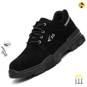 Hnzxzm Genuine Leather Men Safety Shoes Steel Toe Electric Welding Cowhide Male Work Shoes Construction Industria Indestructible Boots