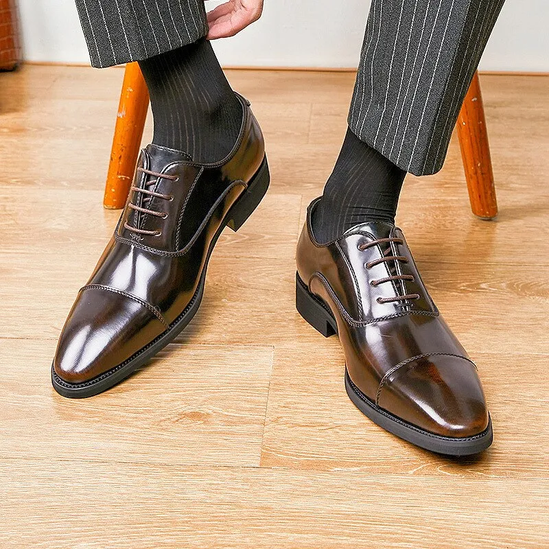 Hnzxzm High Quality Handmade Oxford Dress Shoes Men Genuine Cow Leather Suit Shoes Footwear Wedding Formal Italian Shoes Hot