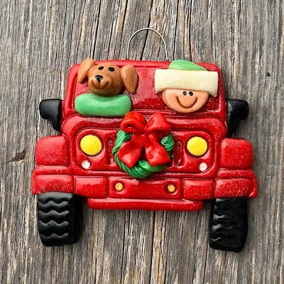 Holiday Red SUV Christmas Ornament