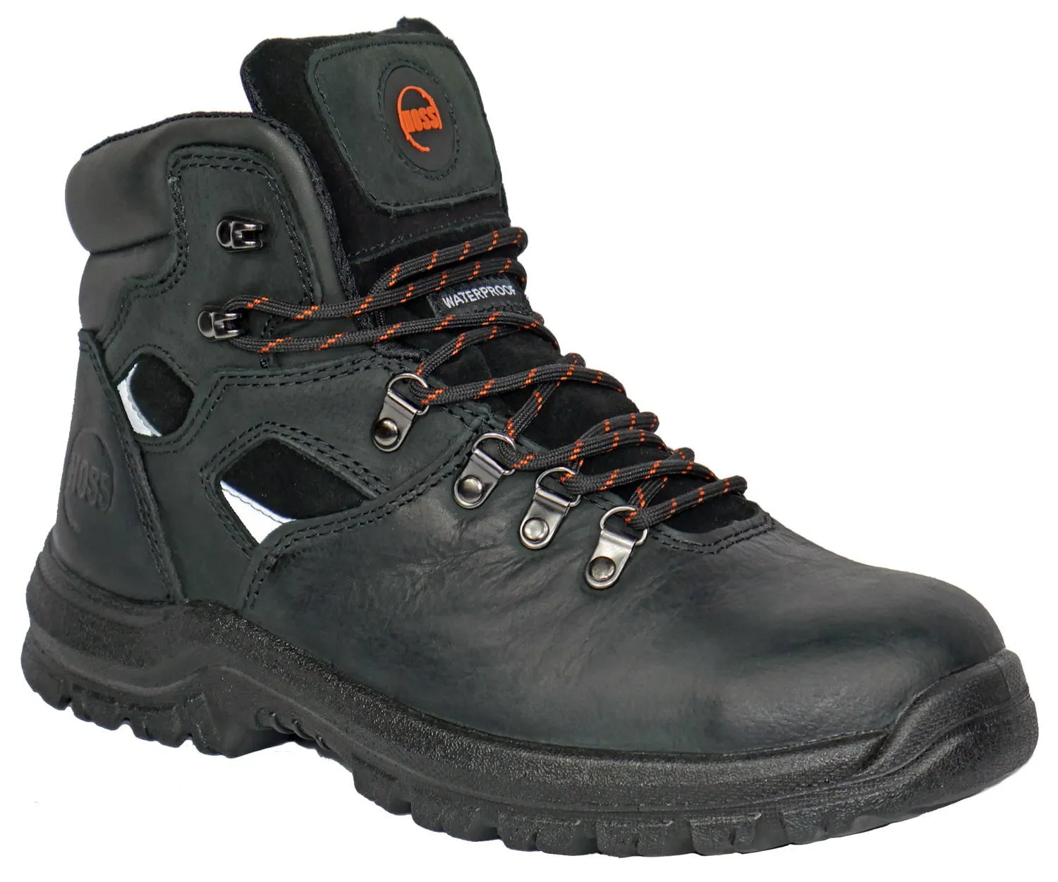 Hoss Boots Mens Black Leather Adam 6in ST Work Boots