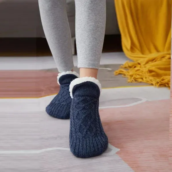 Indoor Non-slip Thermal Heating Fleece Heat Holder Winter Socks For Women