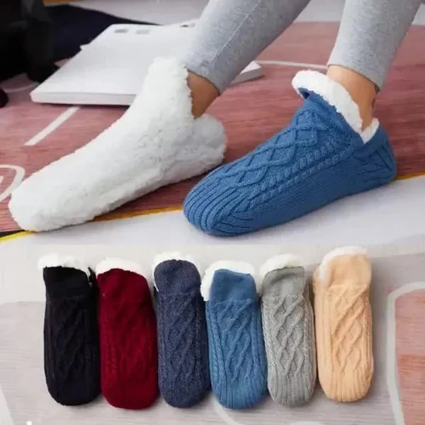 Indoor Non-slip Thermal Heating Fleece Heat Holder Winter Socks For Women