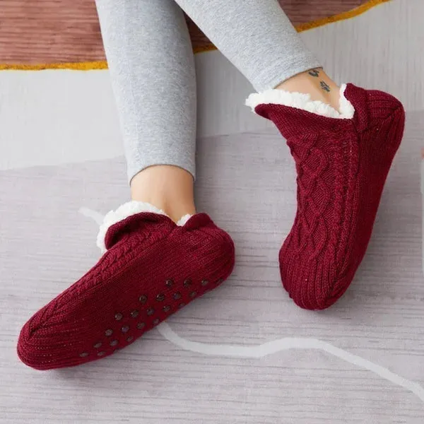 Indoor Non-slip Thermal Heating Fleece Heat Holder Winter Socks For Women