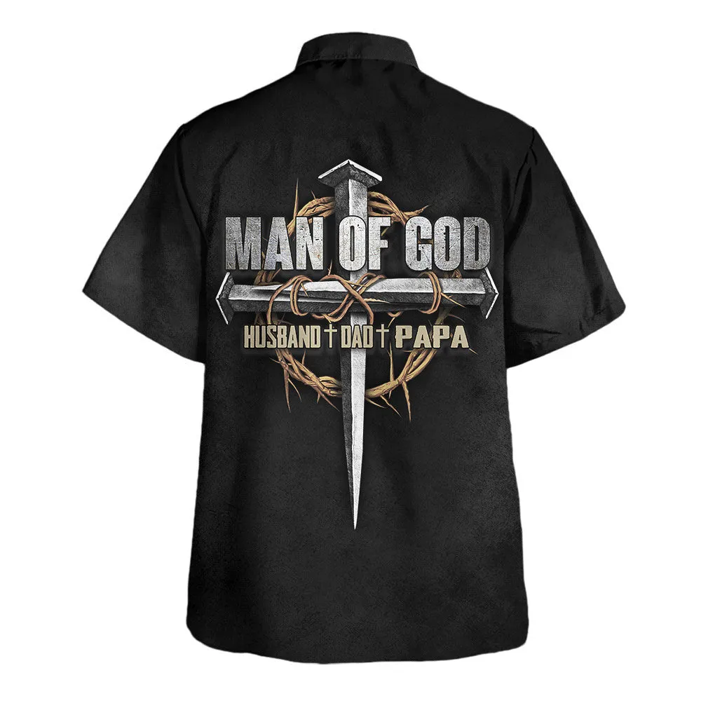 Jesus Man Of God Husband Dad Papa Hawaiian Shirt - Christian Hawaiian Shirt - Religious Hawaiian Shirts