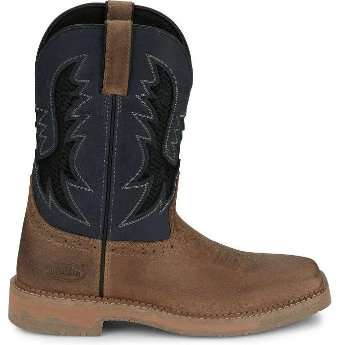 Justin Men's Bolt 11" Square Toe Western Work Boot -Tan- SE4114