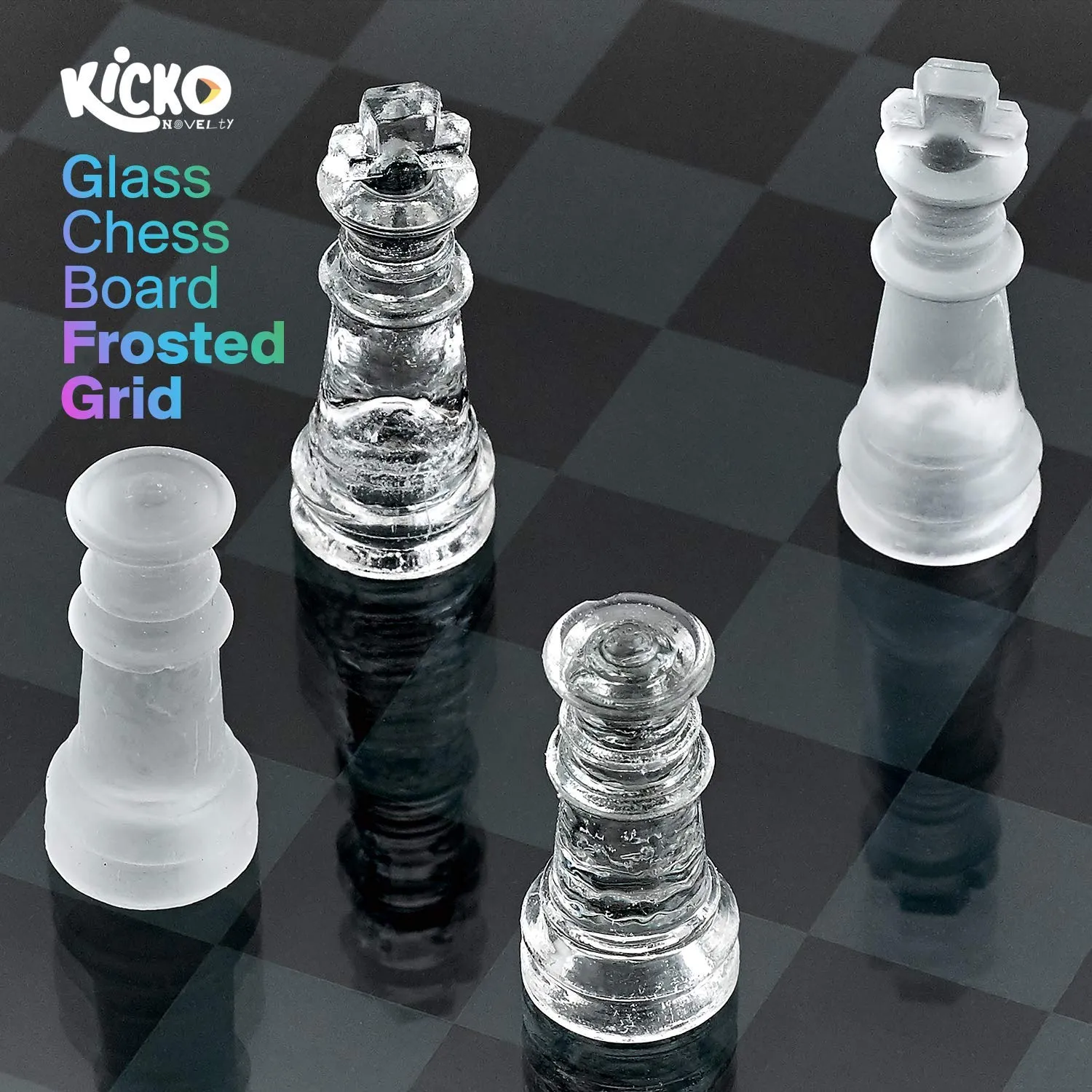 Kicko Small Glass Chess Set - 7.5 Inch - Transparent Board Game with Frosted and Clear