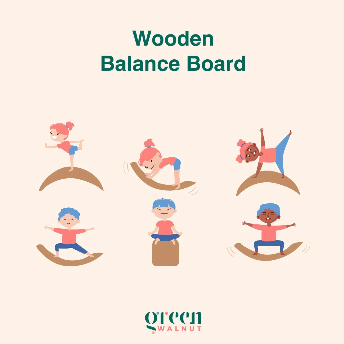 Large Wooden Balance Board (Natural Wooden Base)