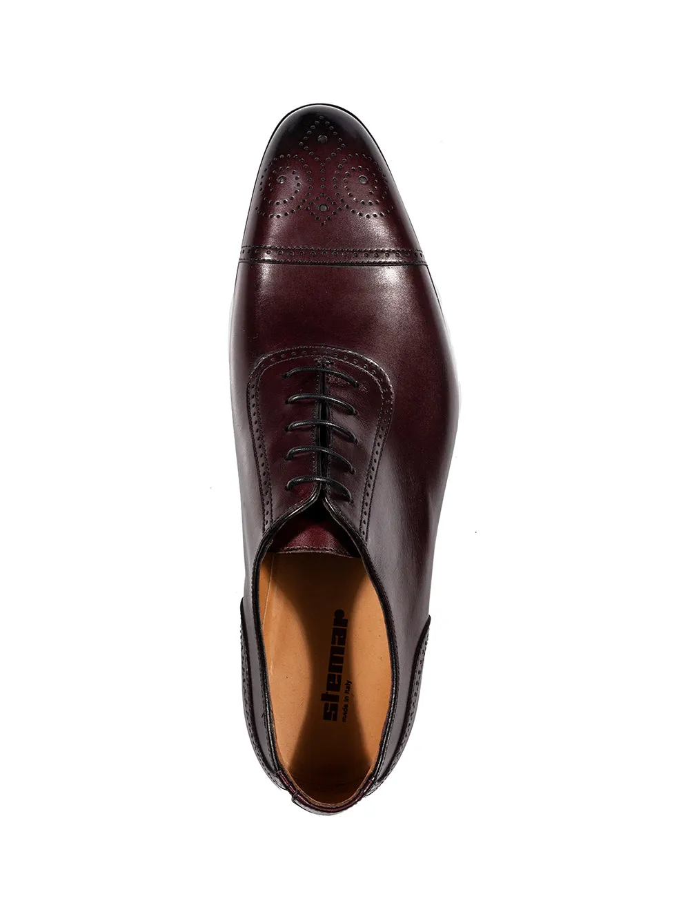 Leather Toe Cap Shoes Burgundy