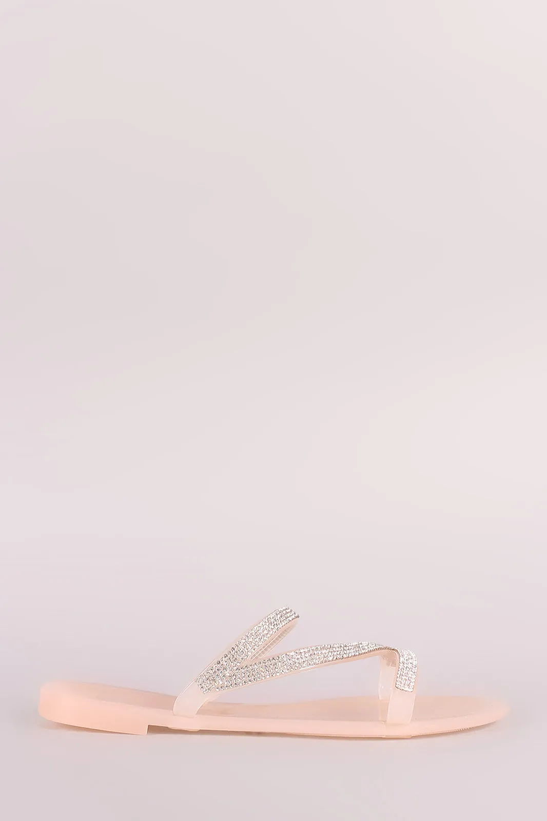 Liliana Strappy Rhinestone Accent Jelly Flat Sandal