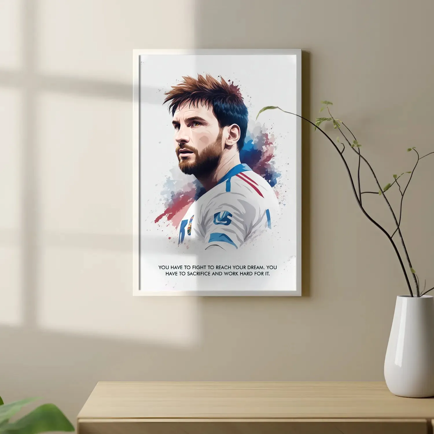 Lionel Messi With Quote Sketch Style