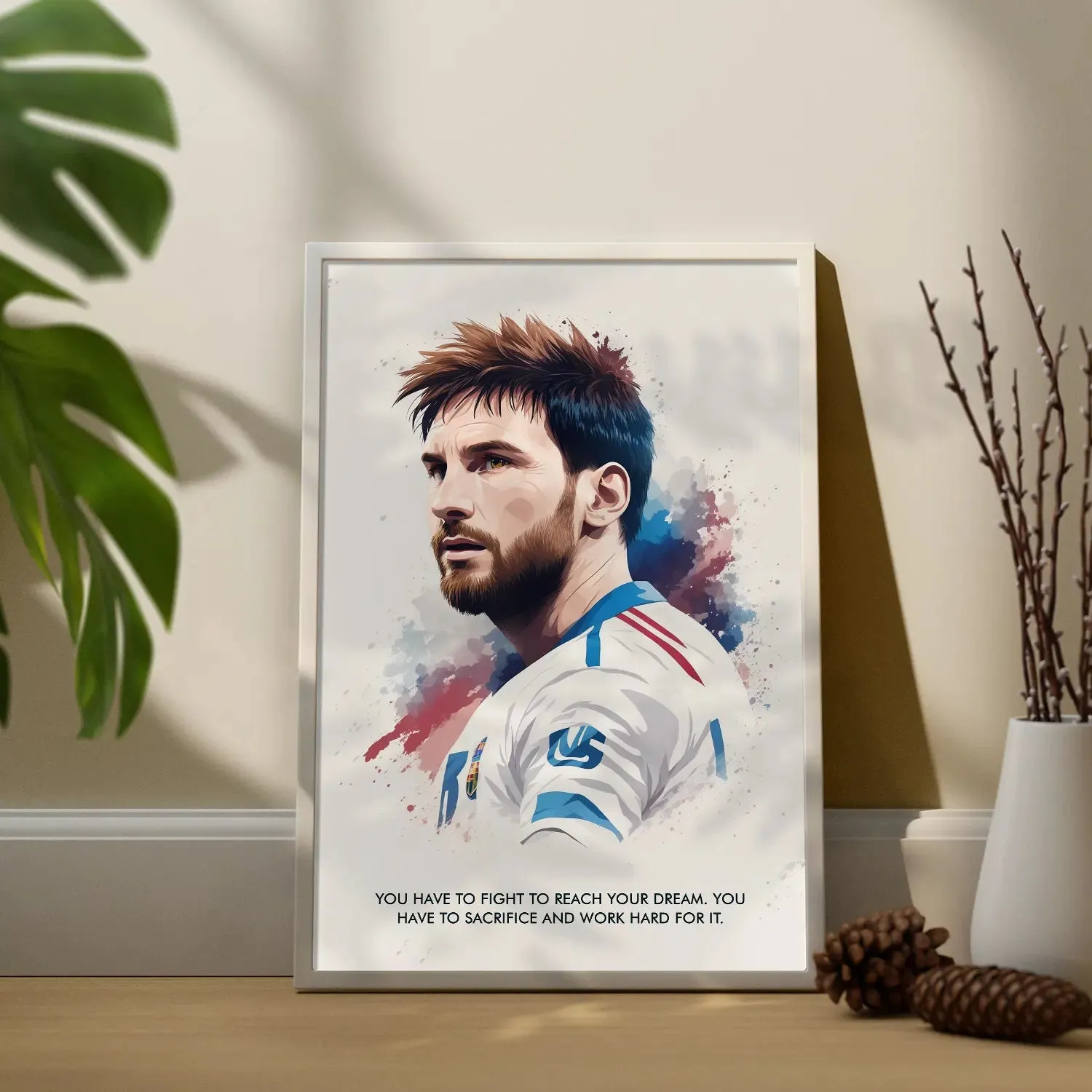 Lionel Messi With Quote Sketch Style