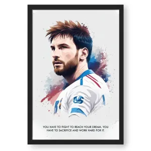 Lionel Messi With Quote Sketch Style