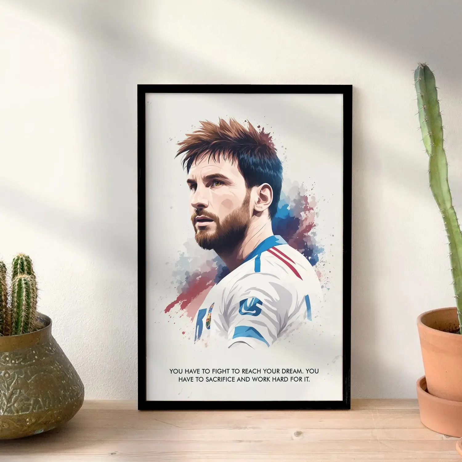 Lionel Messi With Quote Sketch Style