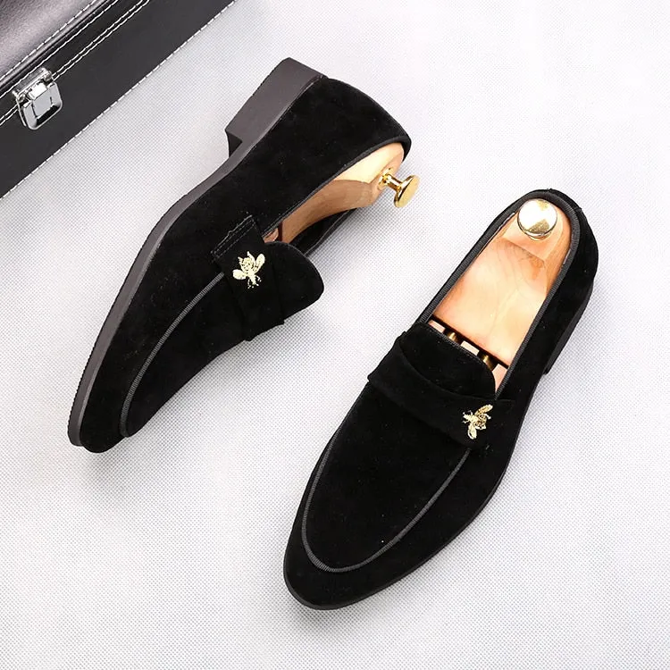 Luxury Designer New Men's Suede Metal Business Shoes Male Wedding Dress Prom Homecoming Oxford Shoes Size 38-44