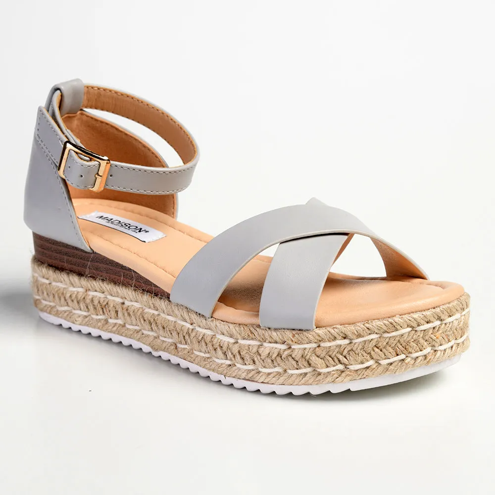 Madison London Espadrille Comfort Sandals - Grey