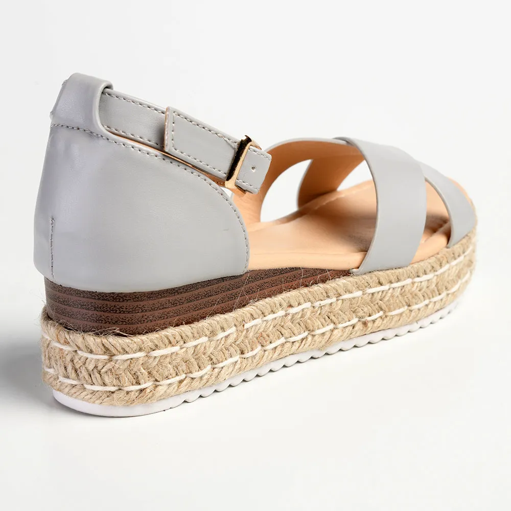 Madison London Espadrille Comfort Sandals - Grey