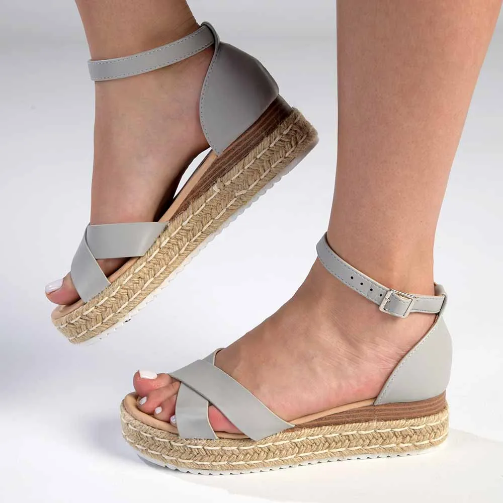 Madison London Espadrille Comfort Sandals - Grey