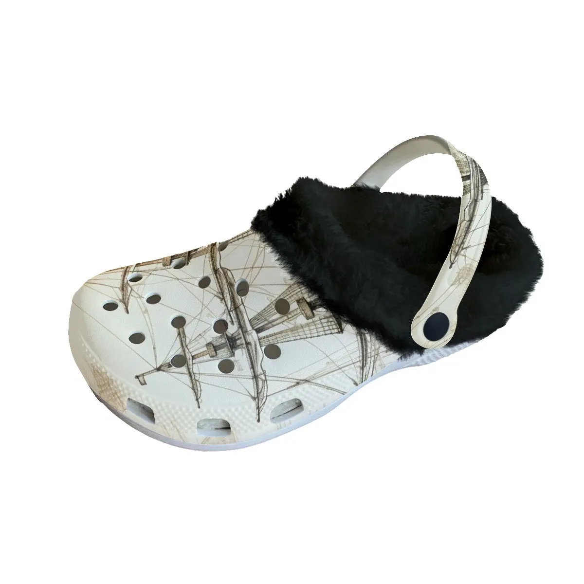 Mc#12 Men's Classic Clogs with Fleece, sailboat print