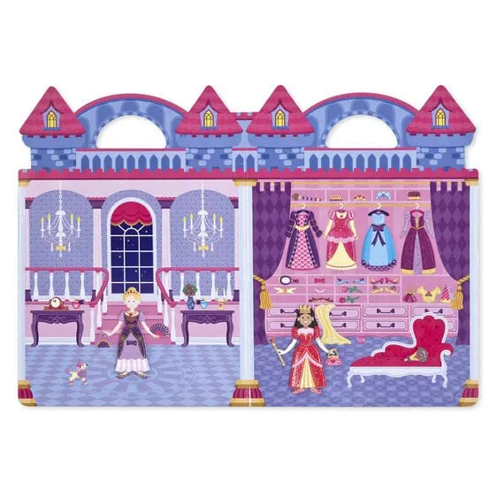 MELISSA & DOUG Puff Princess Sticker: Layer them onto the double-sided background board to fill four royal settings with glamorous princesses, outfitted in mix-and-match ball gowns, jewelry, scepters, shoes, and crowns - 9100