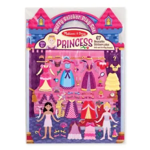 MELISSA & DOUG Puff Princess Sticker: Layer them onto the double-sided background board to fill four royal settings with glamorous princesses, outfitted in mix-and-match ball gowns, jewelry, scepters, shoes, and crowns - 9100