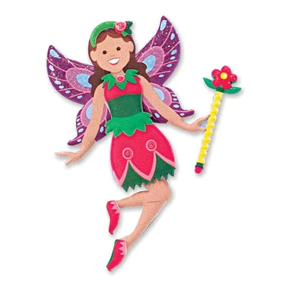 MELISSA & DOUG Puffy Sticker Play Set Fairy: This reusable puffy sticker set includes a sturdy double-sided background panel, plus 75 glitter-filled puffy stickers - 9414