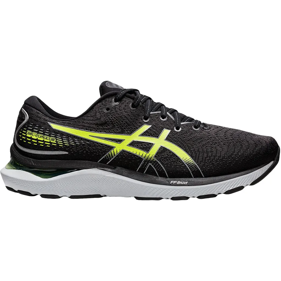 Men's Asics Gel-Cumulus 24, Black/Hazard Green, 12 D Medium