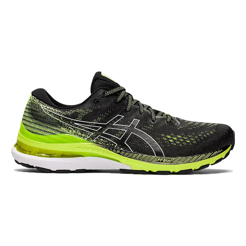 Men's Asics GEL-Kayano 28, Black/Hazard Green, 14 2E Wide