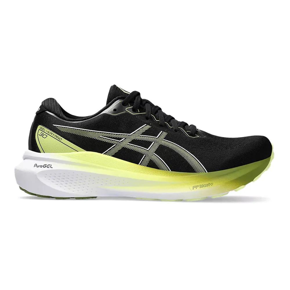 Men's Asics GEL-Kayano 30, Black/Glow Yellow, 7 2E Wide