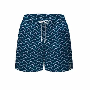 Mens Navy Wave Set Board Shorts