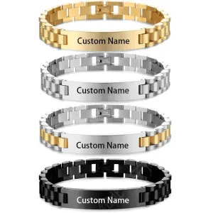 Men's Stainless Steel Engravable Name Bracelet