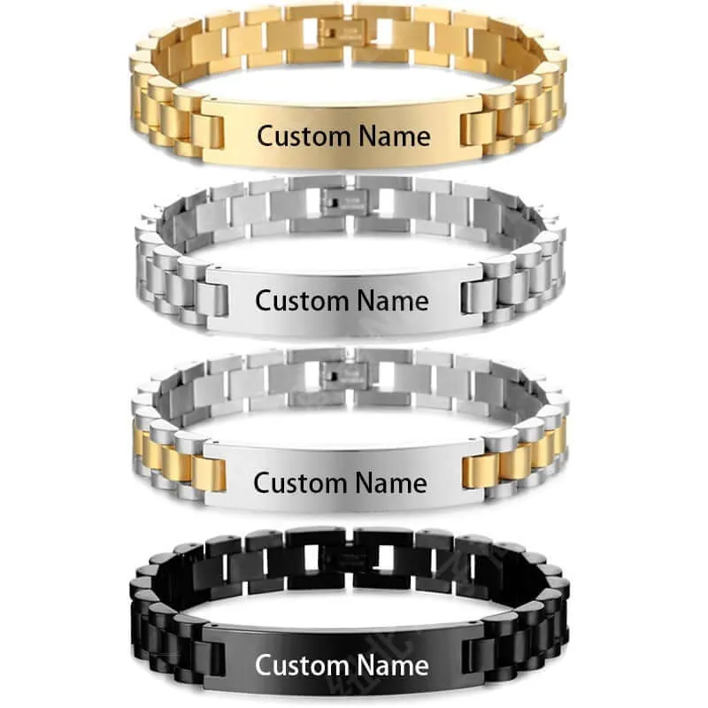 Men's Stainless Steel Engravable Name Bracelet