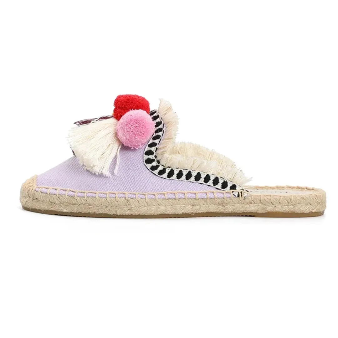 Merendy SofIan Espadrilles Low-Heel Fuzzy Mules