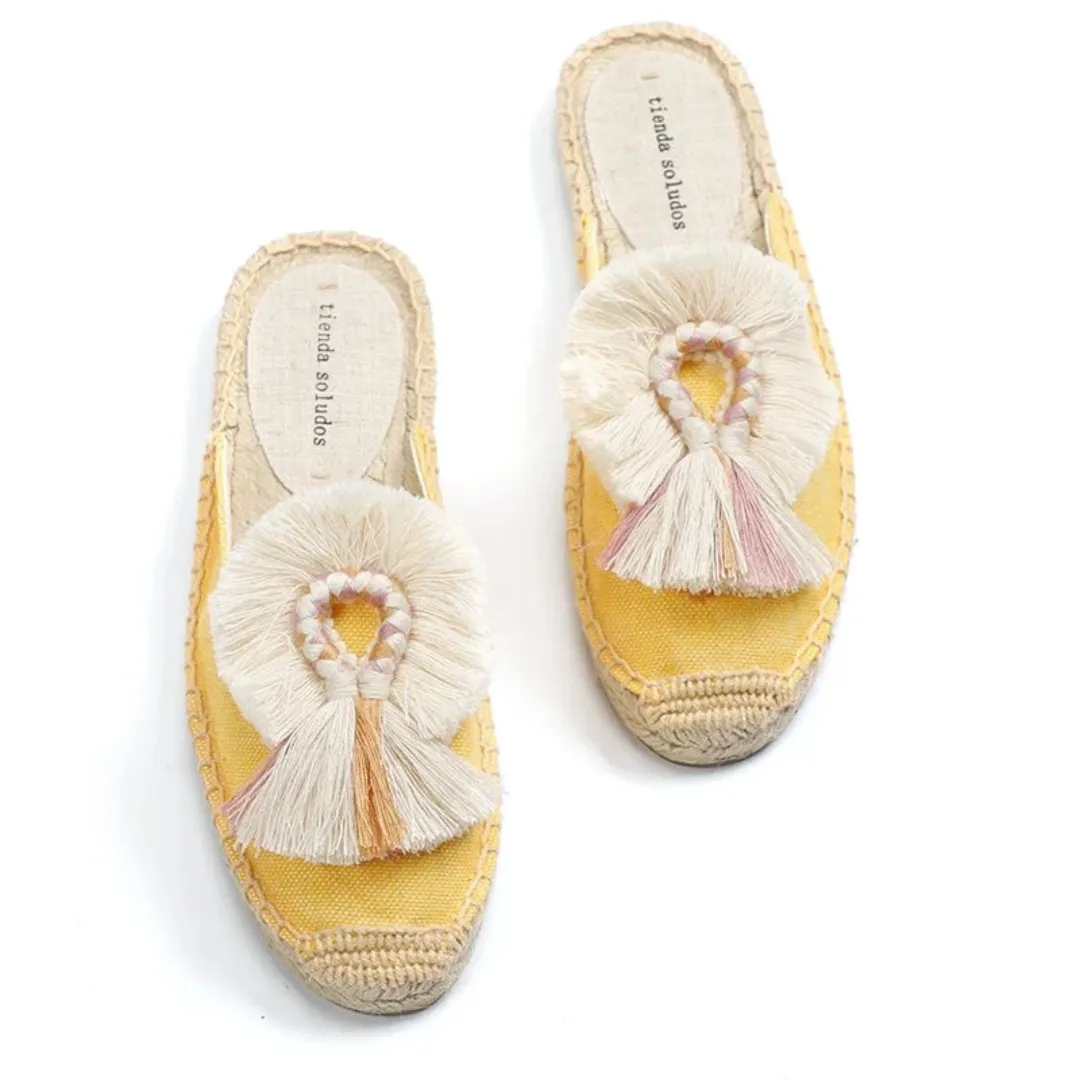 Merendy SofIan Espadrilles Low-Heel Fuzzy Mules