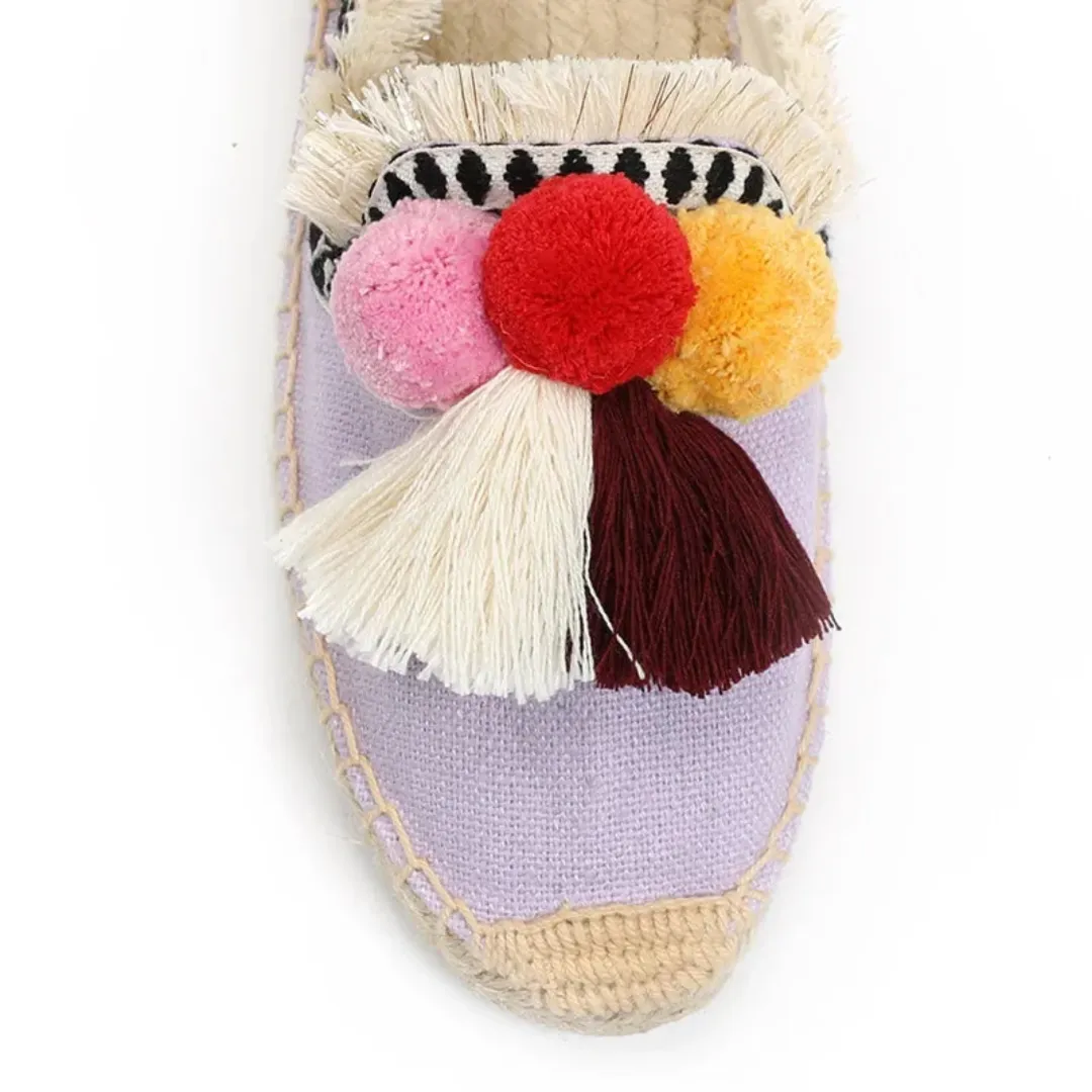 Merendy SofIan Espadrilles Low-Heel Fuzzy Mules