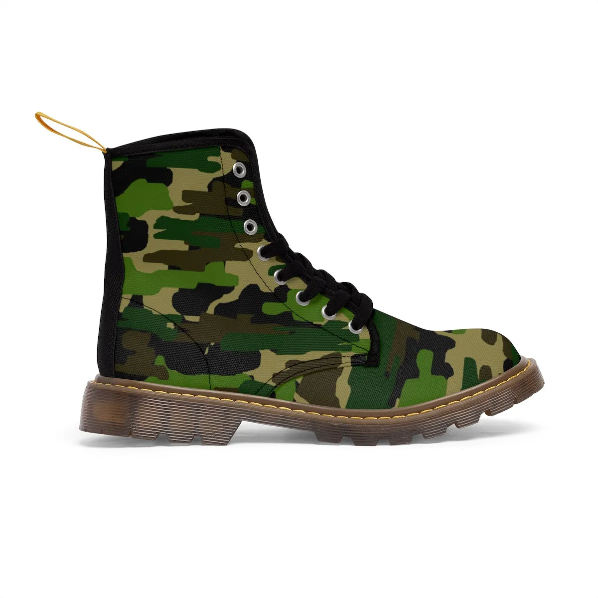 Military Green Women's Boots, Camouflage Army Winter Lace-up Toe Cap Hiking Boots